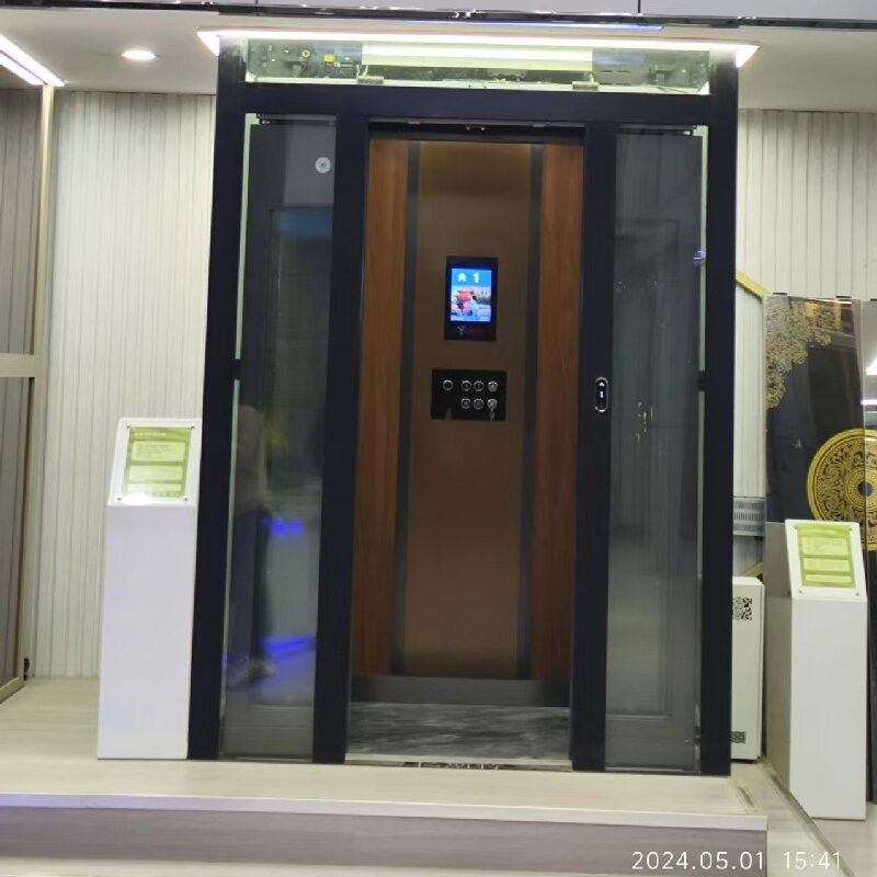 सुरुचिपूर्ण होम गियरलेस ट्रैक्शन लिफ्ट 500-1000 किलोग्राम क्षमता स्वचालित स्लाइडिंग दरवाजा